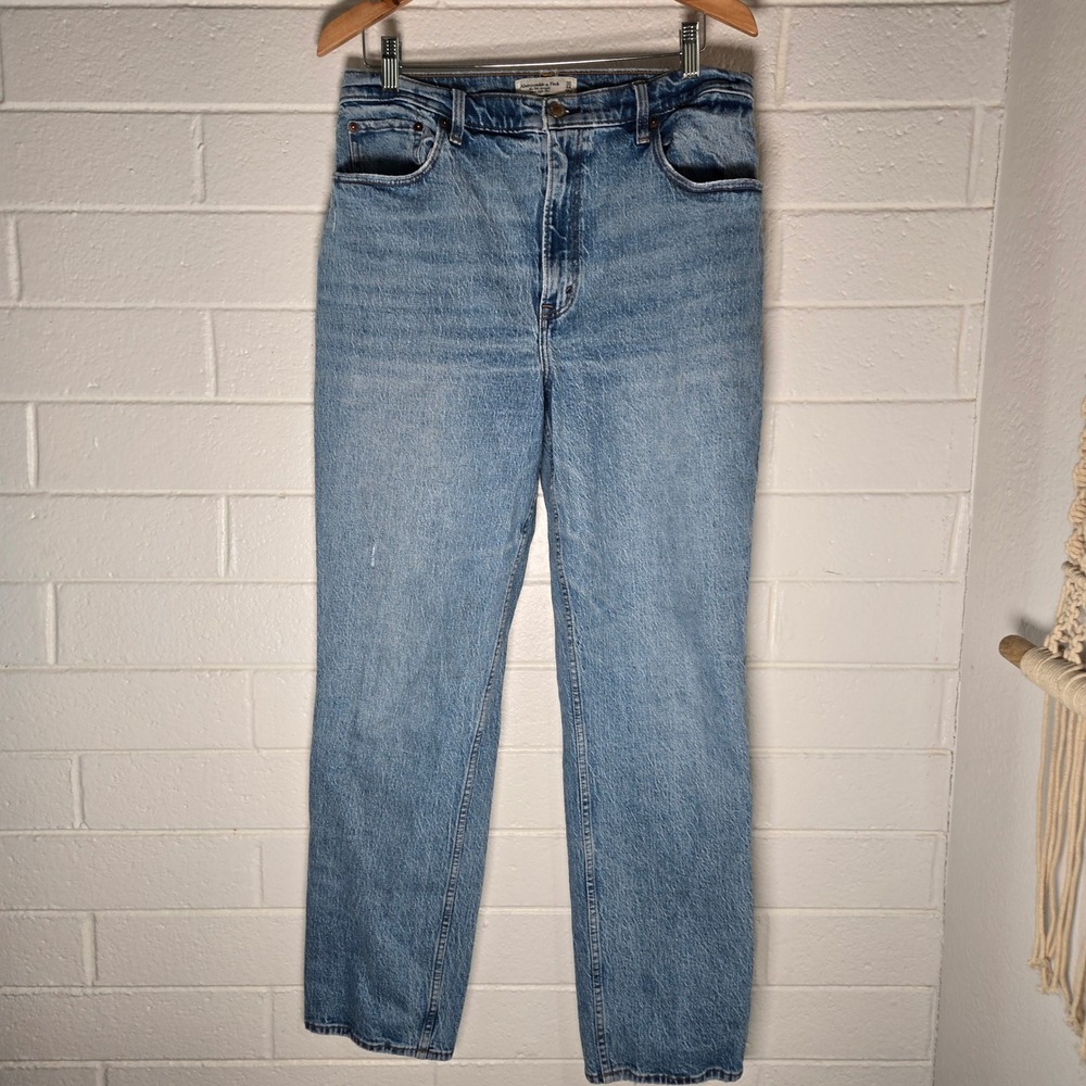 Abercrombie & Fitch 90s Straight Ultra High Rise Curve Love Jeans 32/14 Light